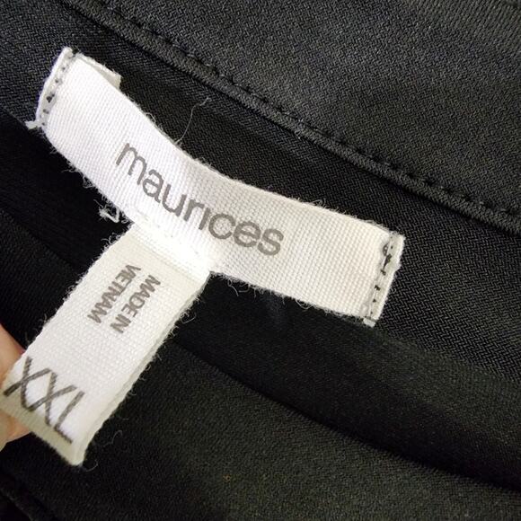 Maurices Womens Shift Dress Solid Lattice Neck Black XXL Mini Relaxed Stretch - Picture 7 of 10